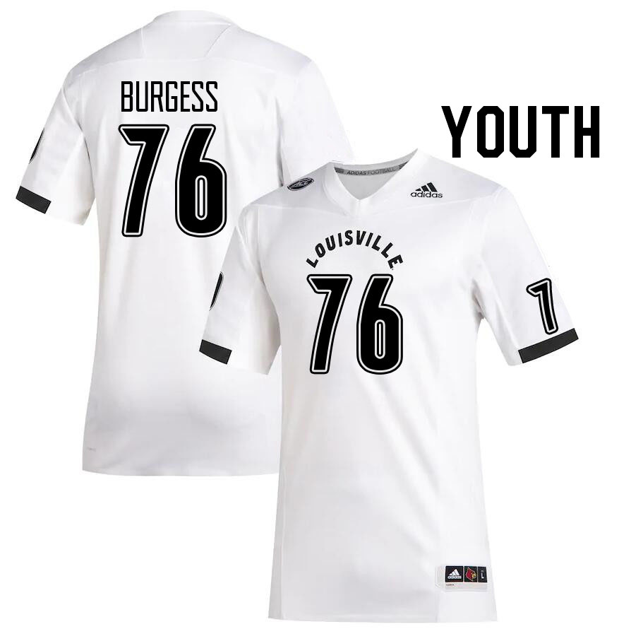 Youth #76 Luke Burgess Louisville Cardinals College Football Jerseys Stitched Sale-White